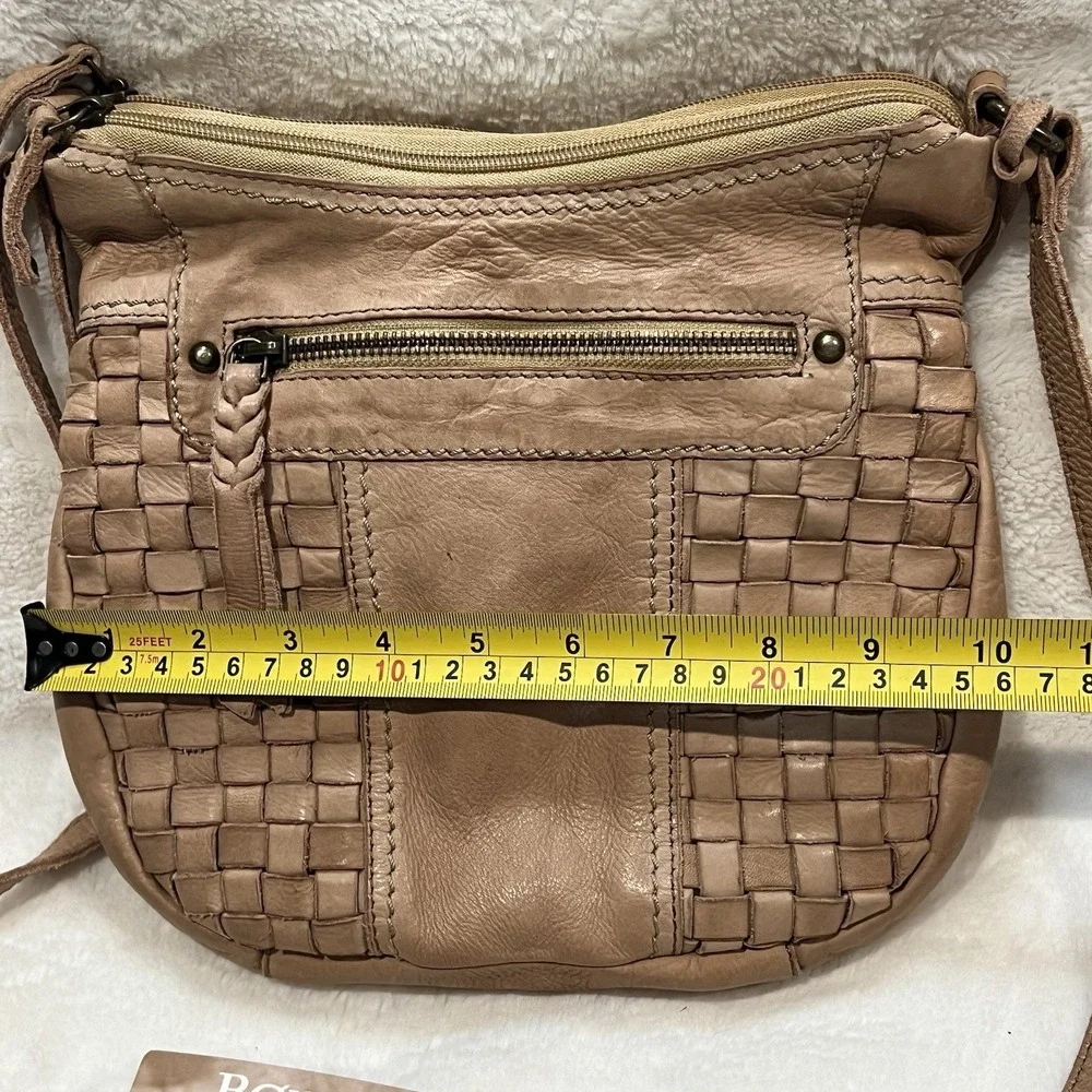Born Genuine Leather Crossbody Bag/Purse In Natural Brown Woven Accent NWOT read